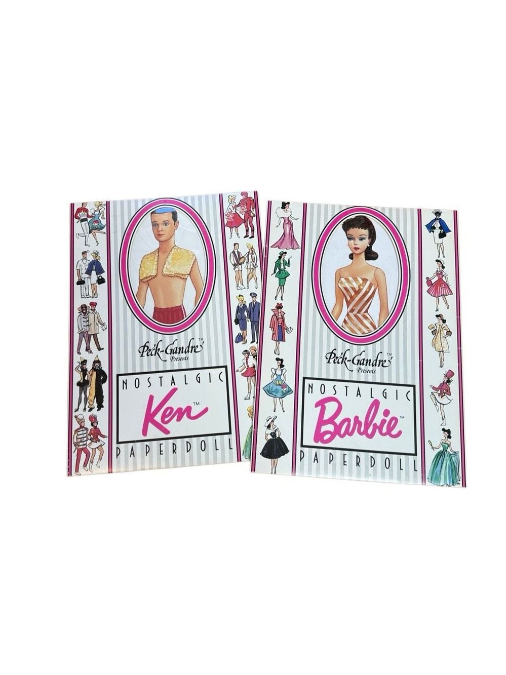NEW 1980s Vintage lot of 2 Nostalgic BARBIE and KEN Paper Dolls Peck Gandre